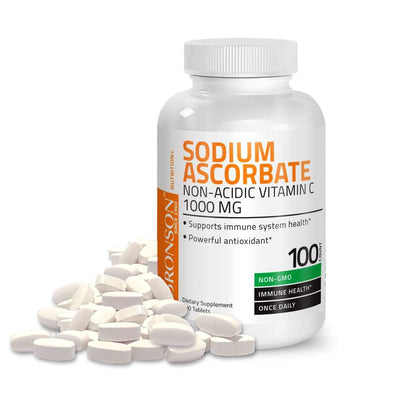 Bronson Vitamins Vitamin C Sodium Ascorbate Non-Acidic Non-Gmo - 1000 Mg 100 Tabs
