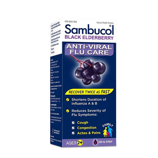 Sambucol Black Elderberry Anti-Viral Flu Care- Rapid Recovery & Symptom Relief Syrup