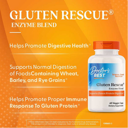 Doctor's Best Gluten Rescue with Glutalytic, 60 Veggie Caps