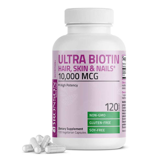 Bronson Vitamins Ultra Biotin Hair, Skin & Nails - 10,000 Mcg 120 Caps