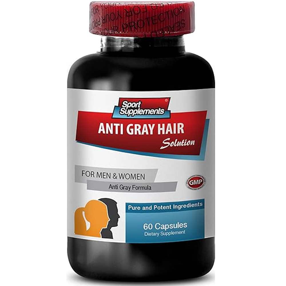Sport Supplements Anti Gray Hair Natural Formula for Men and Women 60 Caps