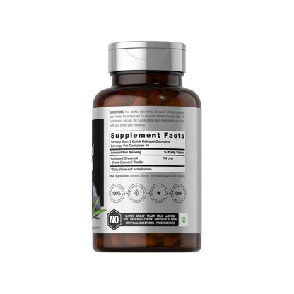 Horbäach Charcoal 780mg per Serving | 120 Capsules