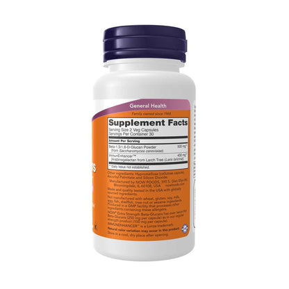Now Foods Extra Strength Beta-Glucans with Immun Enhancer – 250mg – 60 Veg Capsules