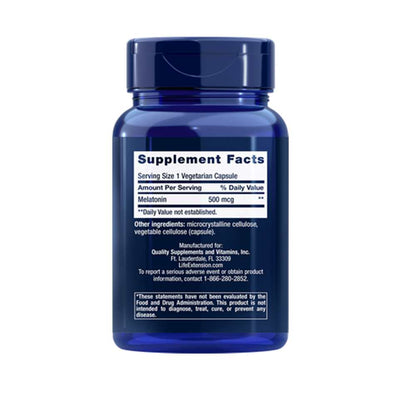 Life Extension Melatonin 500 Mcg, 200 Vegetarian Capsules