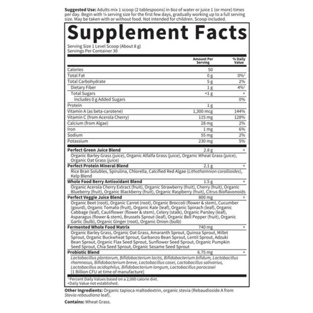 Garden of Life Perfect Food Berry Super Green Fruit & Veggie Formula 8.5oz (240g) Powder