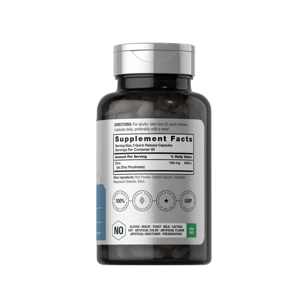 Horbäach Zinc Picolinate 100mg per Serving | 180 Capsules