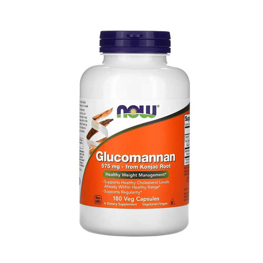 Now Foods Glucomannan 575mg – from Konjac Root, Supports Healthy Weight Management & Cholesterol, 180 Vegan Capsules