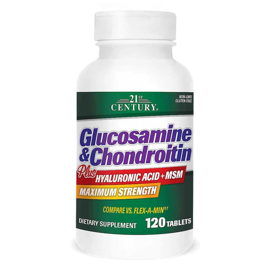 21st Century Glucosamine & Chondroitin Plus Hyaluronic Acid Plus Msm 120 Tabs