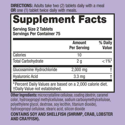 Schiff Glucosamine 2000 Mg with Hyaluronic Acid – 150 Coated Tablets
