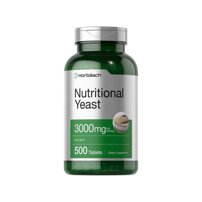 Horbäach Nutritional Yeast with Vitamin B-12 3000mg per Serving | 500 Tablets
