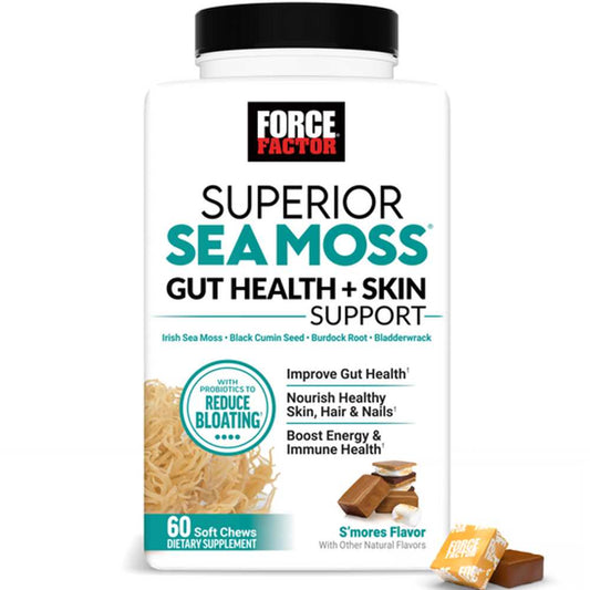 Force Factor Superior Sea Moss Gut Health + Skin Support – 60 Soft Chews