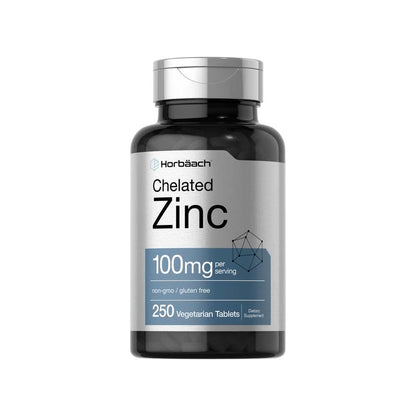 Horbäach Zinc Chelated 100mg per Serving | 250 Tablets