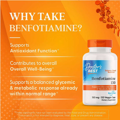 Doctor's Best Benfotiamine with Benfo Pure, 150 Mg, 360 Veggie Caps