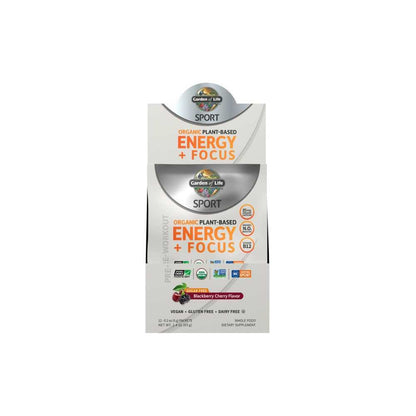 Garden of Life Sport Organic Plant-Based Energy + Focus Sugar Free Blackberry Cherry 12 Packets 0.2oz (6g) Powder