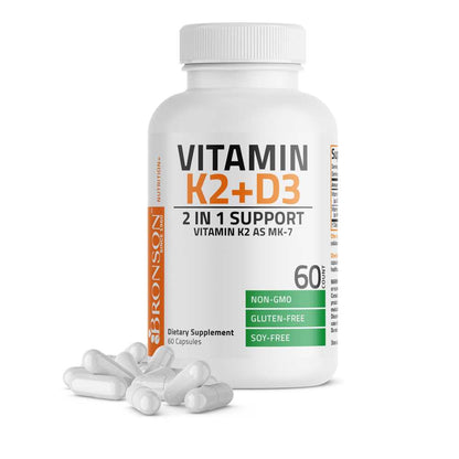 Bronson Vitamins Vitamin K2 Mk-7 Plus Vitamin D3 60 Caps
