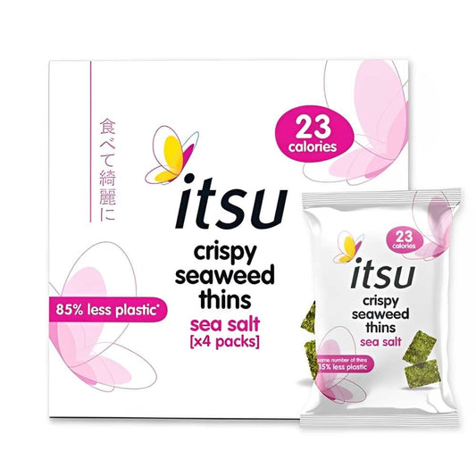 Itsu Crispy Seaweed Thins – Sea Salt, 23 Calories per Pack (4 Packs)