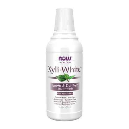 Now Foods Xyli White Neem & Tea Tree Mouthwash – Mint Flavor – Fluoride-Free, Sls-Free – 16 Fl Oz (473 M L)