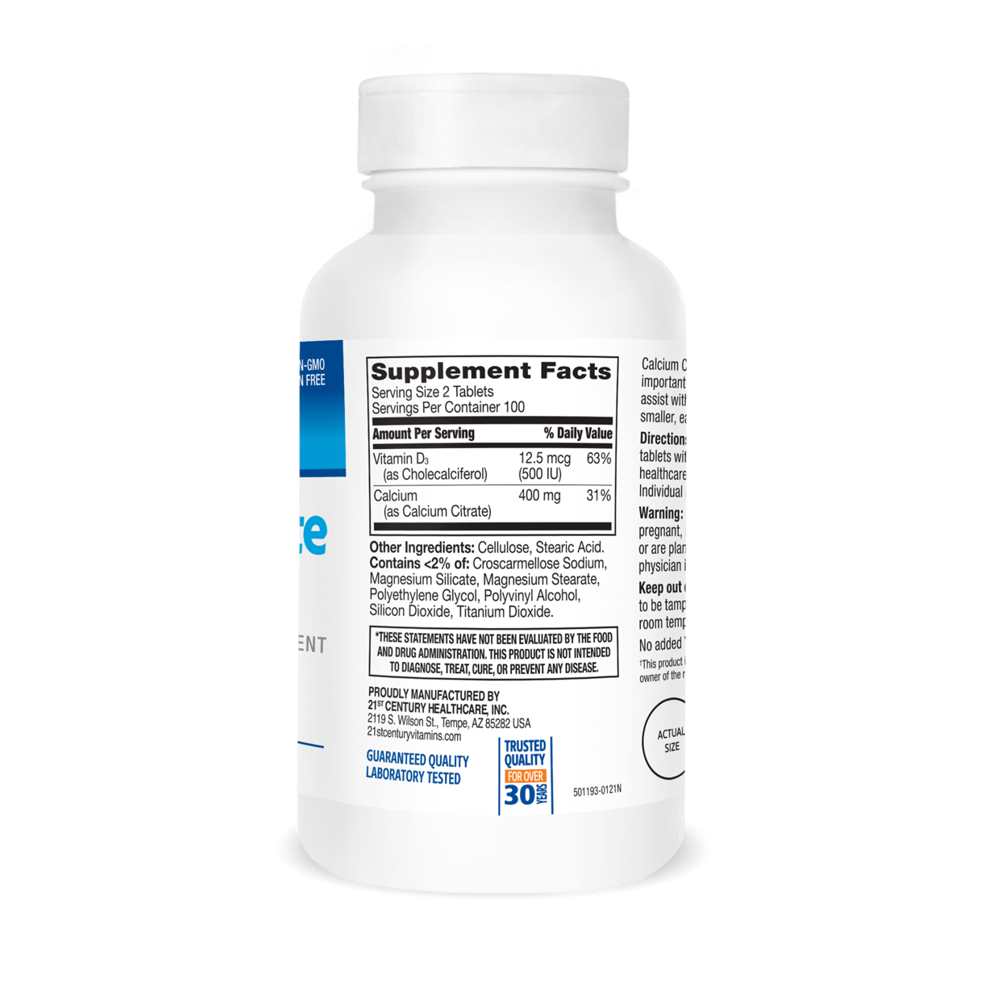 21st Century Calcium Citrate Petites +d3 200 Coated Tablets