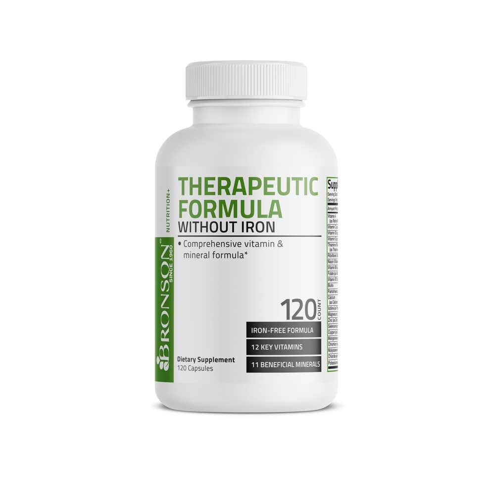 Bronson Vitamins Therapeutic Formula Multivitamin No Iron - 120 Capsules