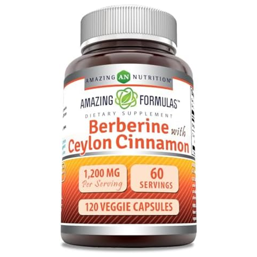 Amazing Formulas Berberine with Pure Ceylon Cinnamon 1200 Mg Per Serving | Premium Complex Supplement