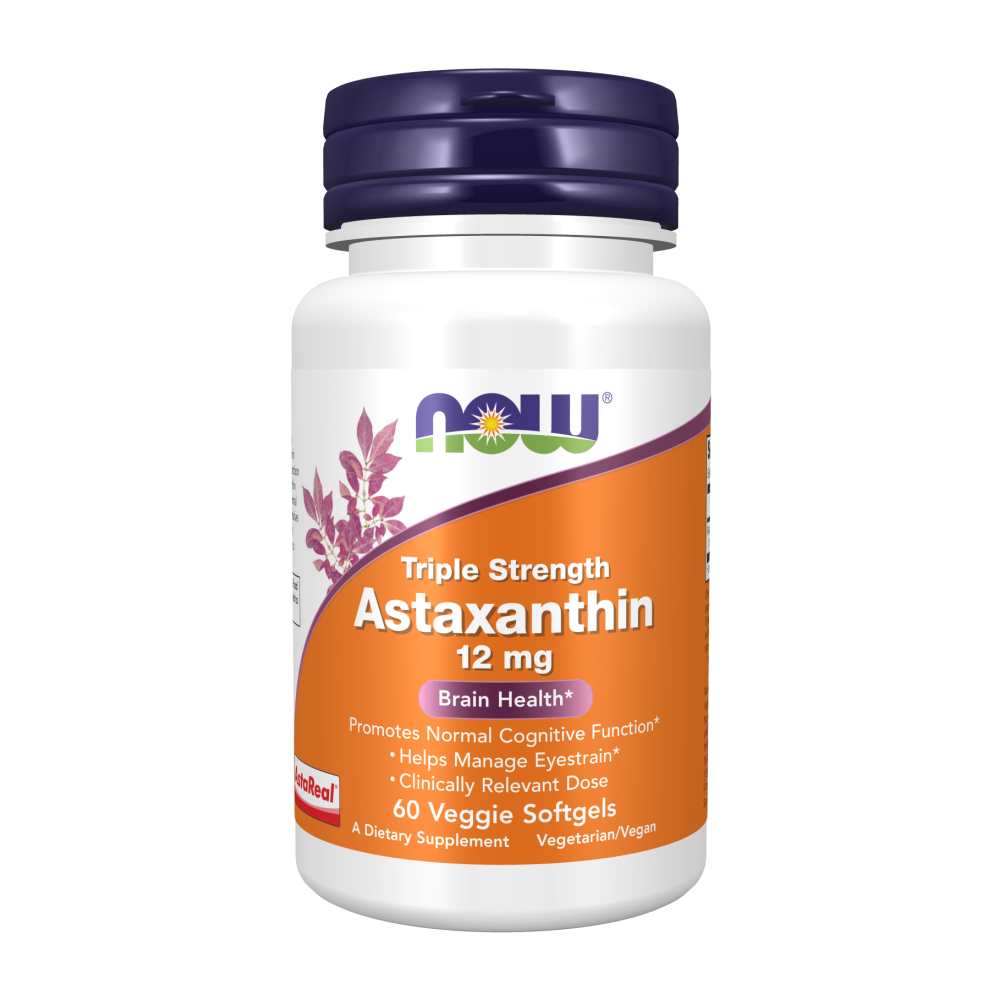 Now Foods Triple Strength Astaxanthin 12 Mg – Brain & Eye Health Support – Clinically Relevant Dose – 60 Veggie Softgels