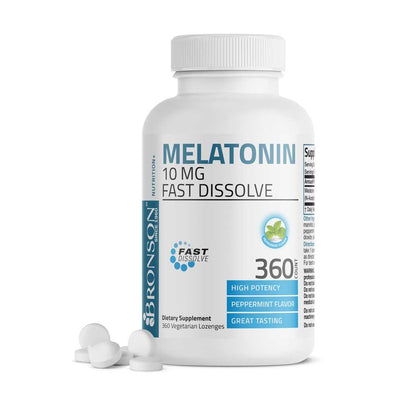 Bronson Vitamins Melatonin Fast Dissolve - Peppermint - 10 Mg - 360 Vegetarian Lozenges