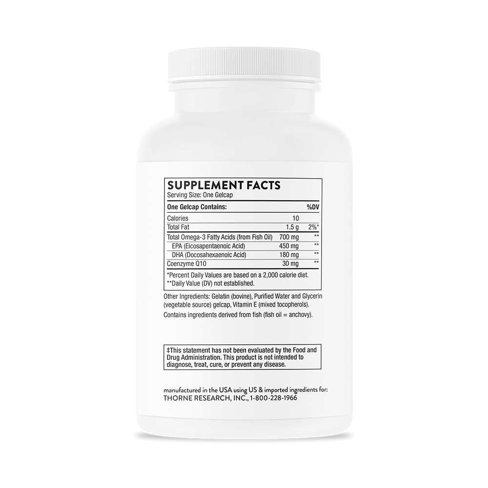 Thorne Omega-3 with Co Q10 – 90 Gelcaps for Daily Heart Wellness