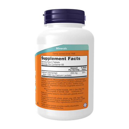 Now Foods Calcium Lactate – Bioavailable Calcium for Bone Health Support – 250 Tablets