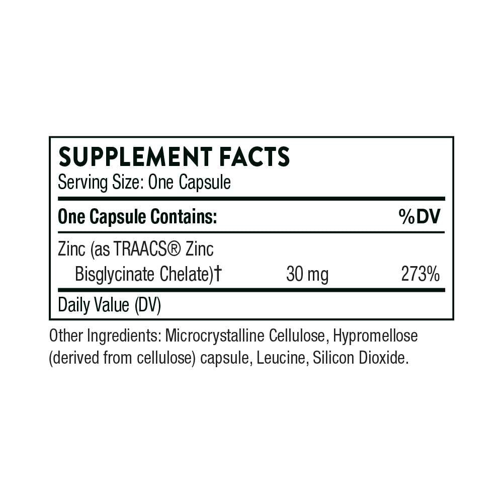 Thorne Zinc Bisglycinate – 30 Mg, 60 Capsules