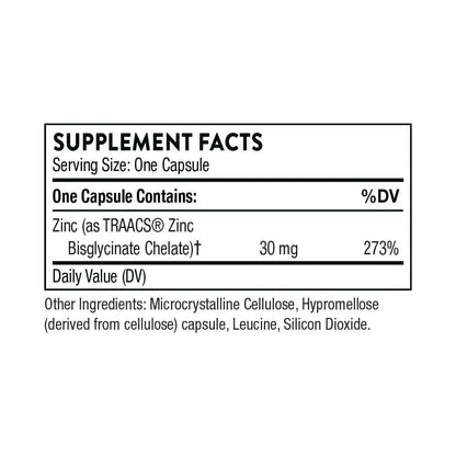 Thorne Zinc Bisglycinate – 30 Mg, 60 Capsules