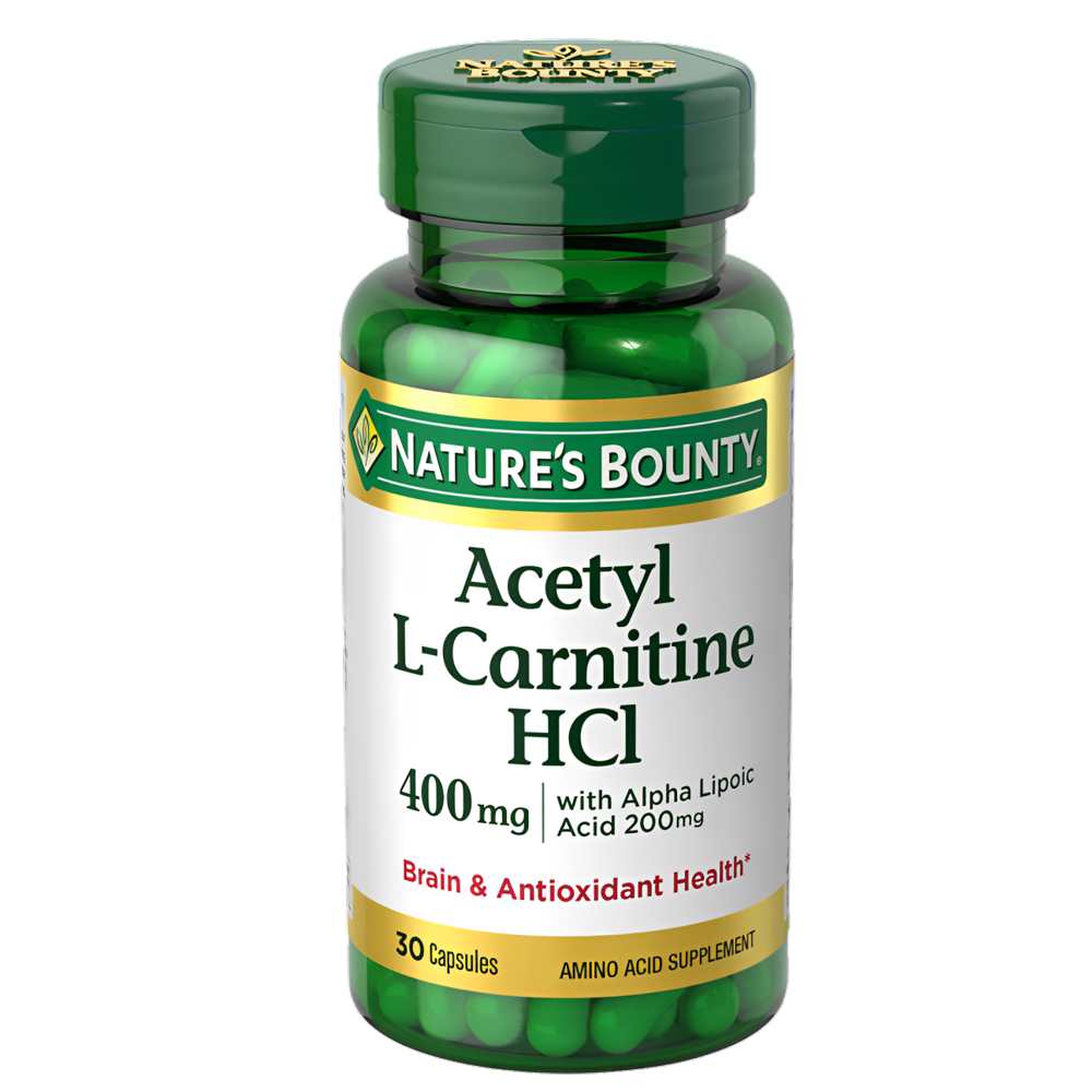 Nature's Bounty Acetyl L-Carnitine H Cl 400mg + Alpha Lipoic Acid 200mg – Brain & Antioxidant Health, 30 Capsules