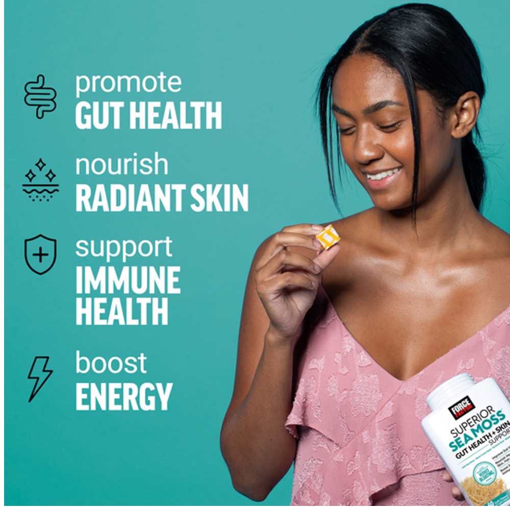 Force Factor Superior Sea Moss Gut Health + Skin Support – 60 Soft Chews