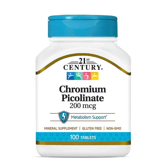 21st Century Chromium Picolinate 200 Mcg 100 Tabs