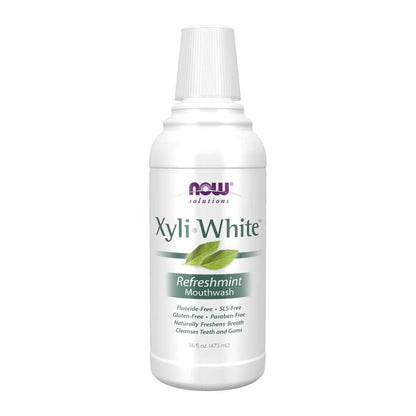 Now Foods Xyli White™ Refreshmint Mouthwash – Alcohol-Free with Xylitol & Peppermint Oil – Natural Oral Rinse – 473 M L