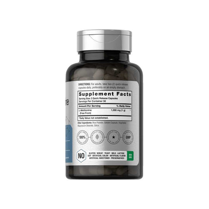 Horbäach L-Methionine 1000mg per Serving | 100 Capsules