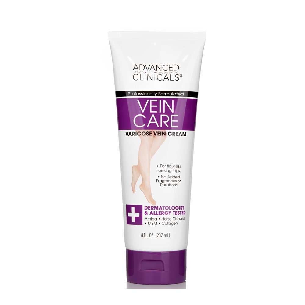 Advanced Clinicals Vein Care Cream – Professional Varicose Vein Solution, 8 Fl. Oz.