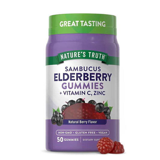 Nature's Truth Sambucus Elderberry Gummies + Vitamin C, Zinc, 50 Gummies