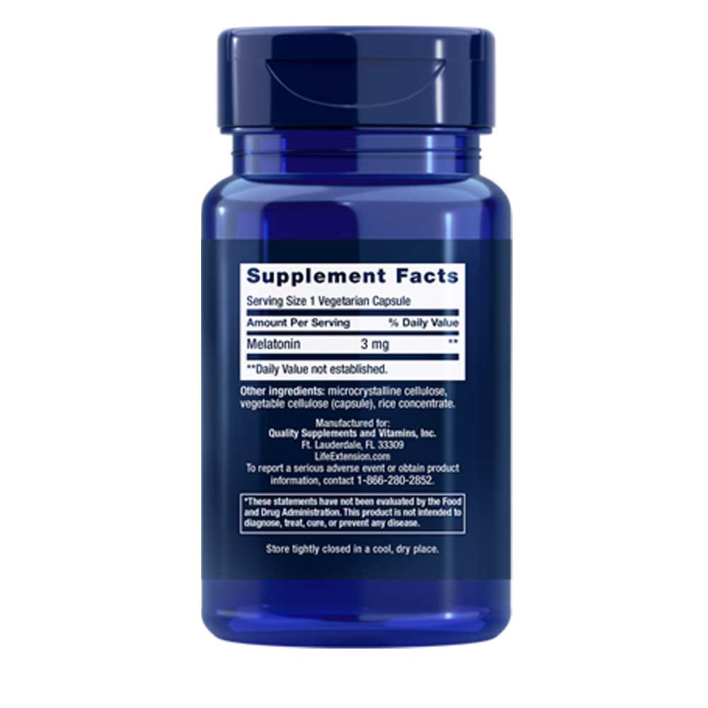 Life Extension Melatonin 3 Mg, 60 Vegetarian Capsules