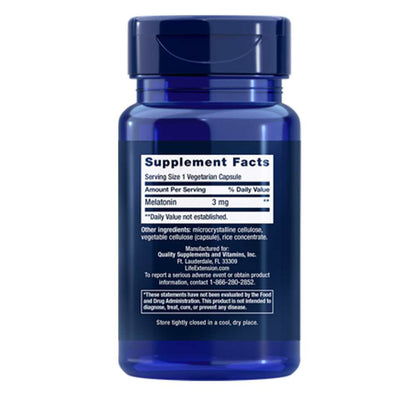 Life Extension Melatonin 3 Mg, 60 Vegetarian Capsules