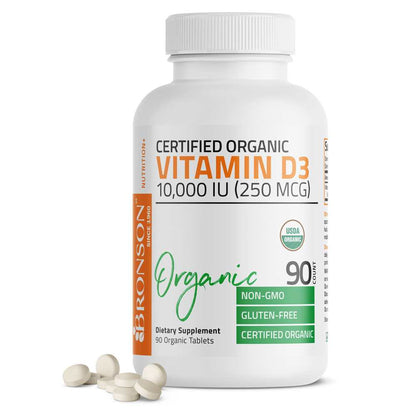 Bronson Vitamins Vitamin D3 High Dose Usda Certified Organic - 10,000 Iu 90 Tabs