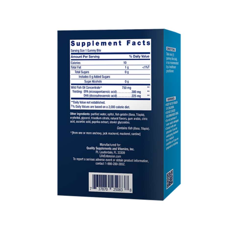 Life Extension Omega-3 Fish Oil Gummy Bites (tropical Fruit) Tropical Fruit Flavor 36 Gummies