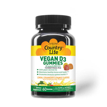 Country Life Vitamins Vegan D3 60 Gummies