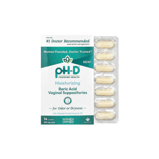 pH-D Feminine Health Boric Acid Vaginal Suppositories 600 mg, 14 count