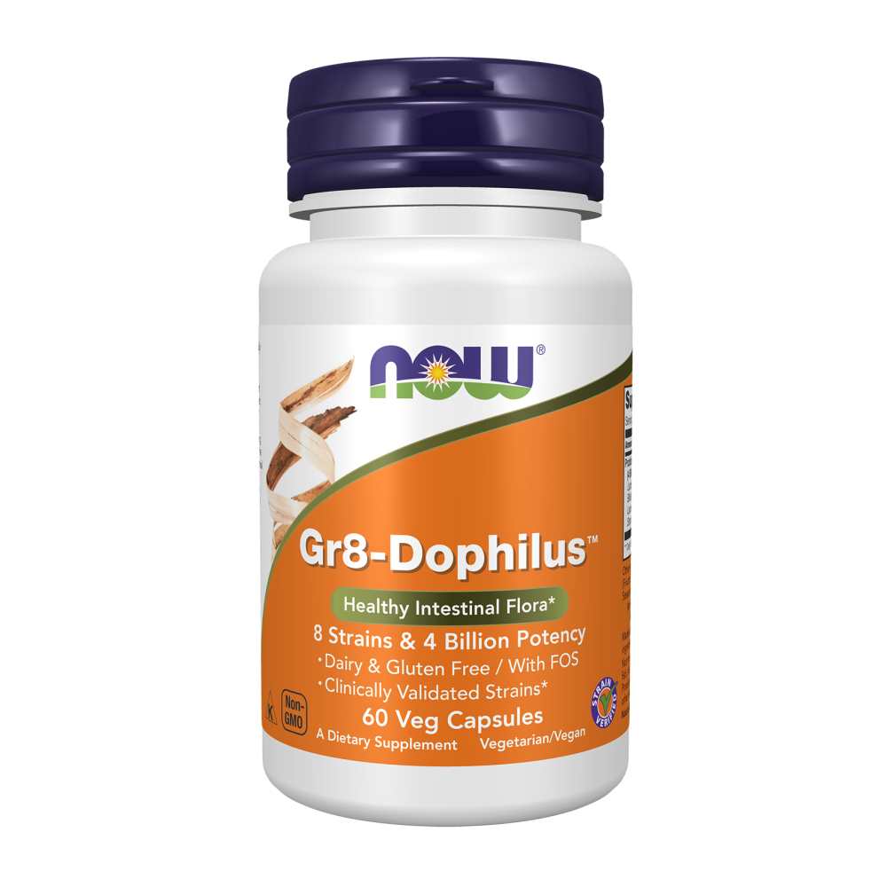 Gr8-Dophilus Probiotic by Now Foods – 8 Strains + Fos – 60 Capsules