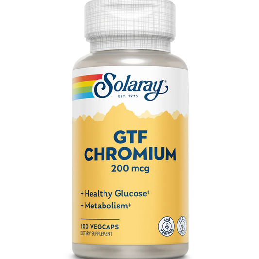 GTF Chromium 200MVG By Solaray - Helps In Metabolism And Healthy Glucose
