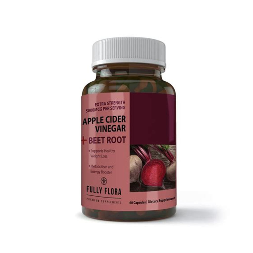 Apple Cider Vinegar with Beet Root - 60 capsules by Fully Flora (Supports Healthy Weight Loss)