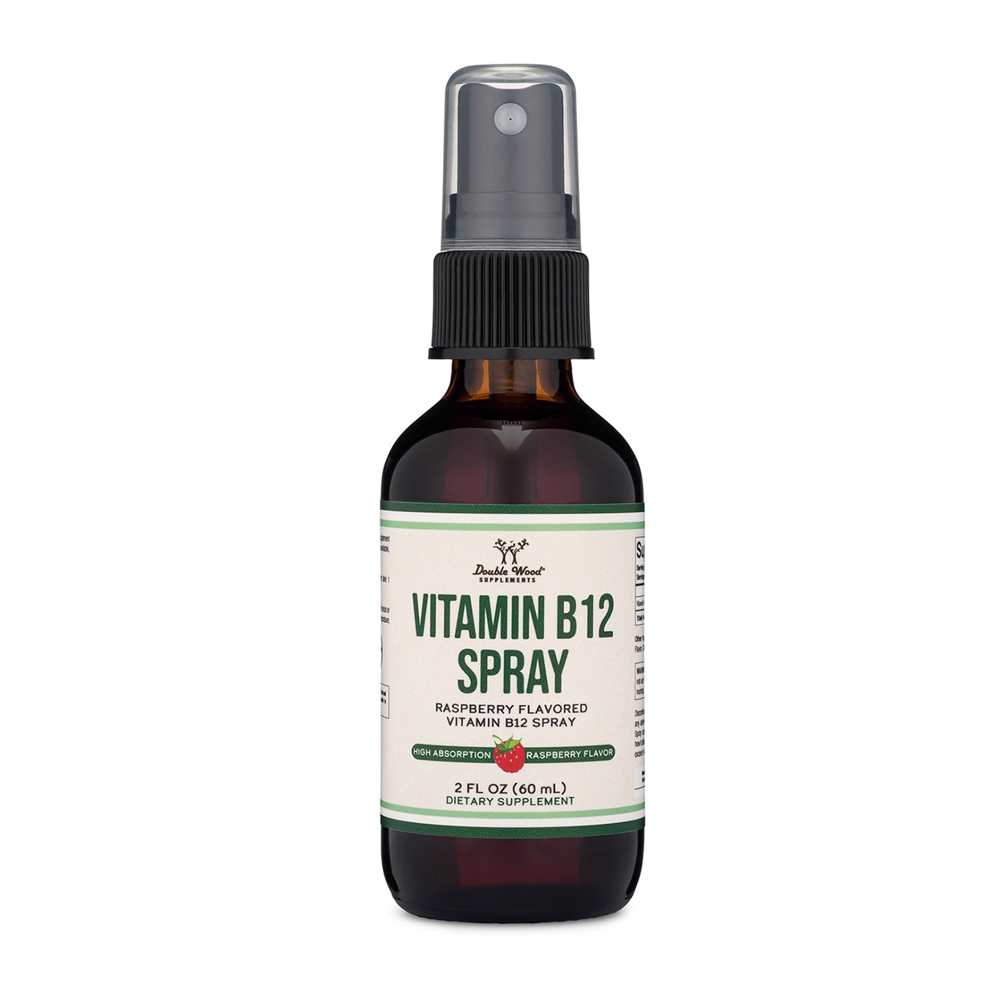Double Wood Supplements – Vitamin B12 Spray | Raspberry Flavored High Absorption Formula | 60 M L