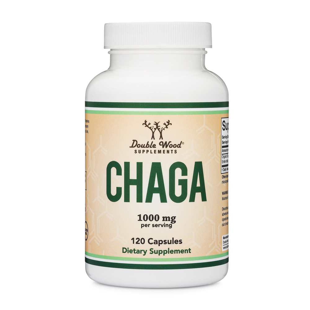 Double Wood Supplements – Chaga Mushroom 1000mg | Natural Immune Support | 120 Ct