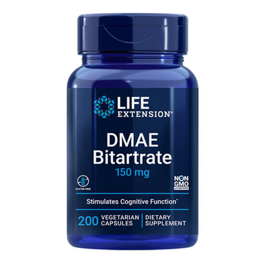 Life Extension Dmae Bitartrate Dimethylaminoethanol 150 Mg – 200 Vegetarian Capsules