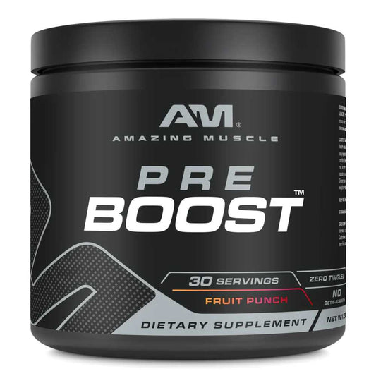 Amazing Muscle Pre Boost Pre-Workout Powder Fruit Punch Flavor 324g